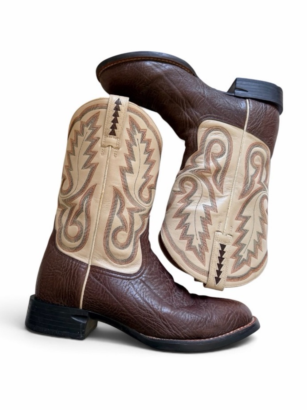 Western Ariat Brown & Tan Leather Western Boots size 9.5EE
